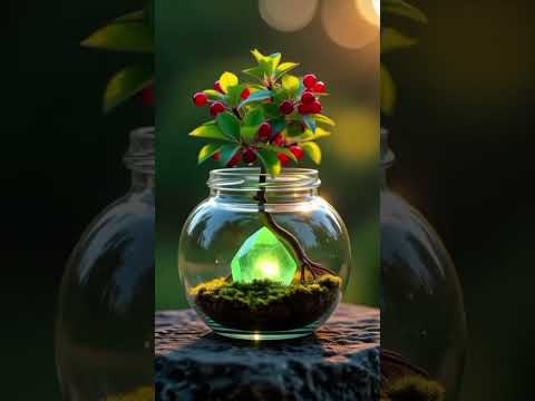 beautiful plant in glass and very emizing green diamond 💎 in glass🤯🤯💚💚💚💚