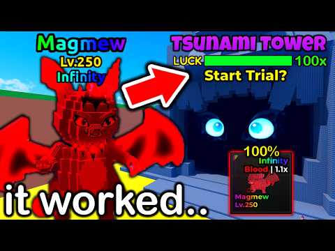 Using MAX TSUNAMI TOWER For NEW MAGMEW BRAINROT in Escape Tsunami For Brainrots