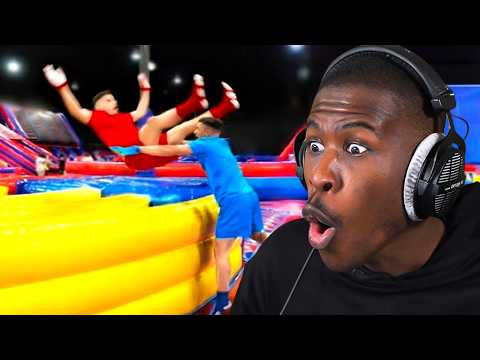 Reacting to WWE MOVES AT THE INFLATABLE PARK 2! 😱