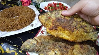 فطارنا يوم ١١حادي عشر من رمضان عملت ليهم احلا وجبة سمك حضرتها  قبل اذان المغرب بساعة
