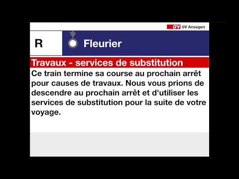 annonces CFF (SBB Ansagen) • R • Neuchâtel – Fleurier (travaux)