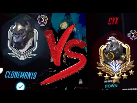 CLONEMAN16 vs CYX! WINSTON +  REINHARDT OVERWATCH GAMEPLAY SEASON 26 TOP 500