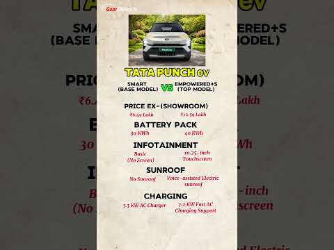 Tata Punch EV Base vs Top Model Comparison