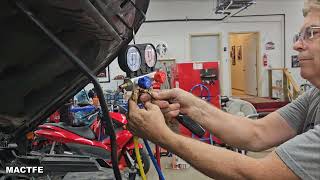 How we vacuumed and recharged the AC system on a rebuilt 2011 Ford Explorer  #fordexplorer
