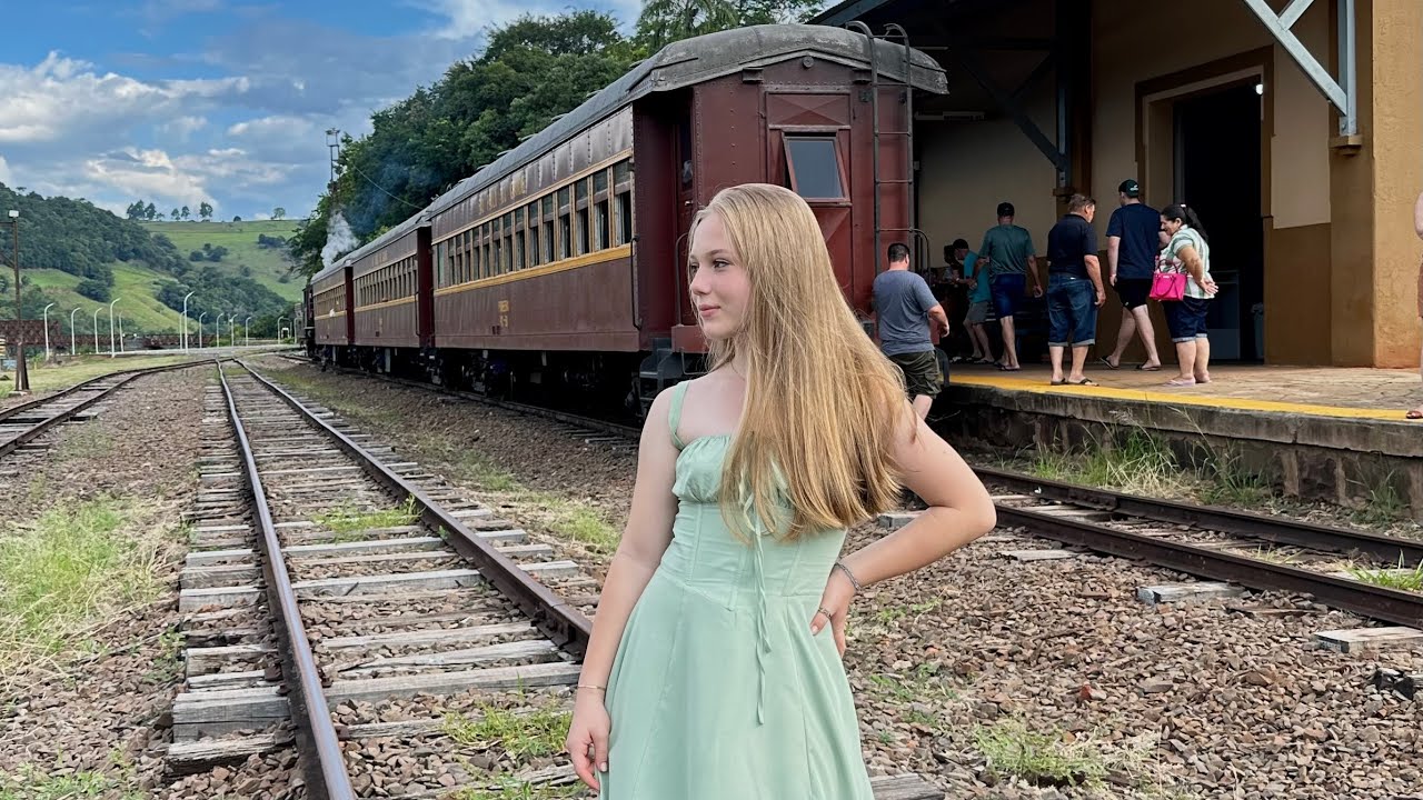 Andei em um Trem Maria Fumaça de Mais de 100 Anos Piratuba/SC!  #vlog em família