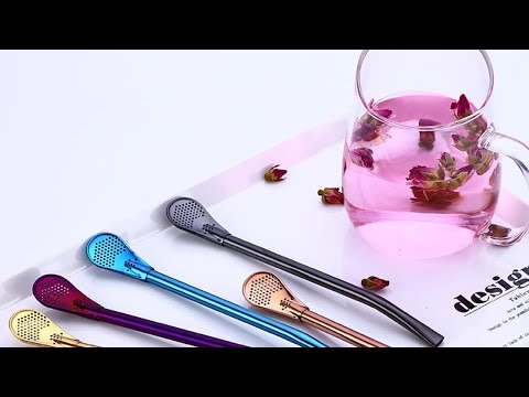 2Pcs Drinking Spoon Straw