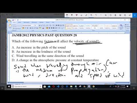 JAMB 2012 PHYSICS PAST QUESTION 28 Sound Waves