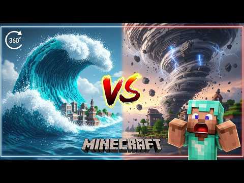 Tsunami vs Tornado Minecraft - 360° VR Video