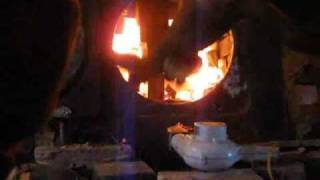 preview picture of video 'Pottery brick kiln wood firing, 1/10/10'