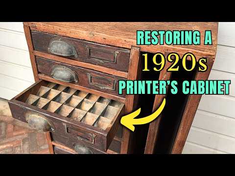 Restoring an Antique 1920s Wooden Printer’s Cabinet | ASMR furniture restoration