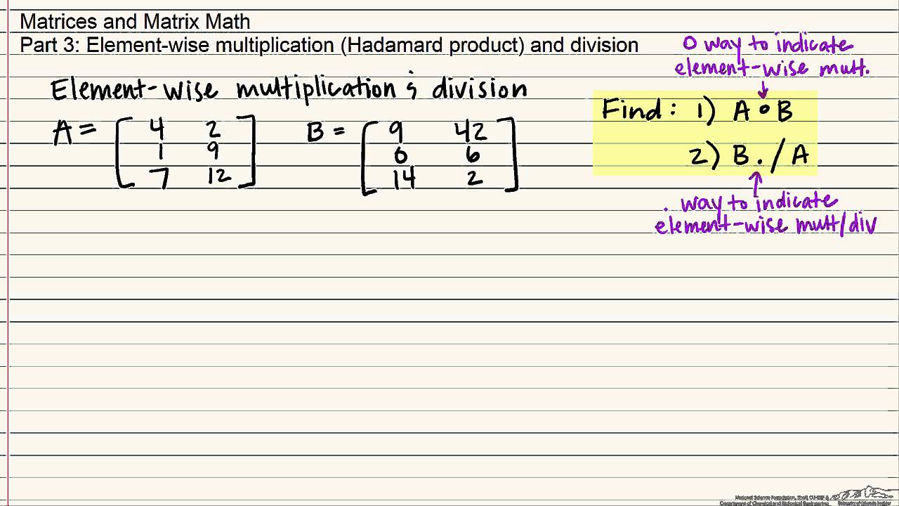 Element-Wise Multiplication and Division of Matrices