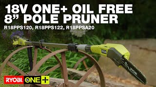 RYOBI 18V ONE+ 8” (20cm) Oil Free Pole Pruner (R18PPS120) in action