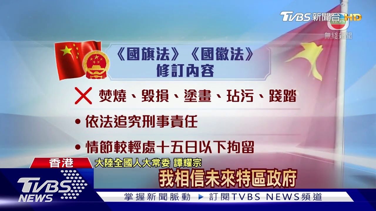 陸修《國旗法》 倒掛、焚燒五星旗追究刑責