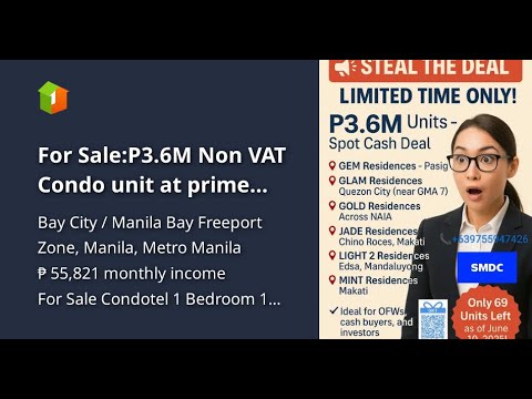 For Sale:P3.6M Non VAT Condo unit at prime locations!