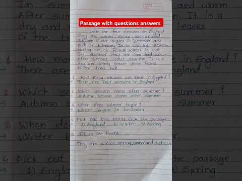 English passage with questions and answers
