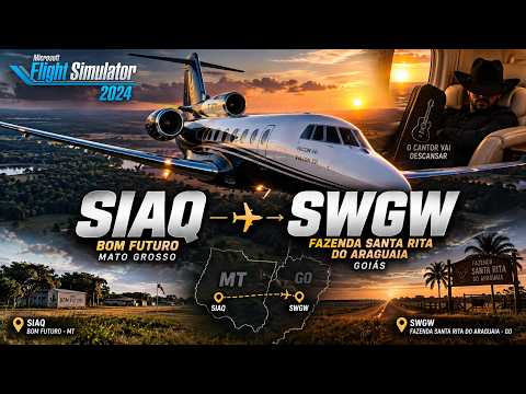 O CANTOR VAI DESCANSAR! FALCON 50 (SIAQ ➜ SWGW) CUIABÁ → GOIÁS | #msfs2024 #BomFuturo #Goiás