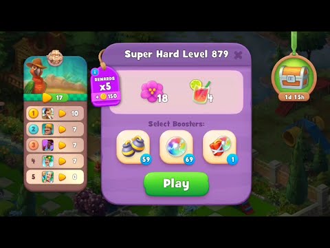 Gardenscapes Level 879 Walkthrough "No Boosters Used"