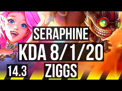 SERAPHINE & Senna vs ZIGGS & Blitzcrank (ADC) | Rank 1 Seraphine, 8/1/20 | NA Challenger | 14.3
