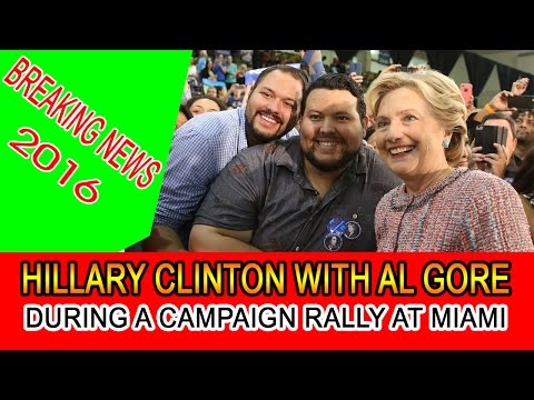 Hillary Clinton with Al Gore during a campaign rally Tuesday at Miami