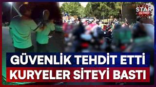 Güvenlik Görevlileri Sipariş Getiren Kuryenin Motosikletini Tekmeleyip, Tehdit E