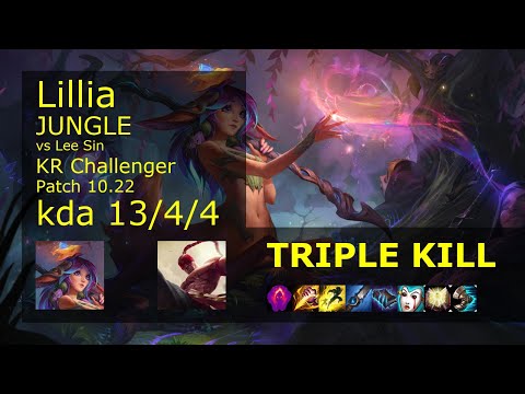 Lillia vs Lee Sin Jungle - KR Challenger 13/4/4 Patch 10.22 Gameplay // [롤] 릴리아 vs 리 신 정글