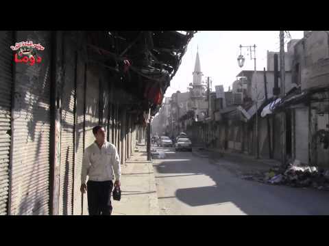 نزوح الأهالي جراء قصف للنظام في مدينة دوما في محافظة ريف دمشق