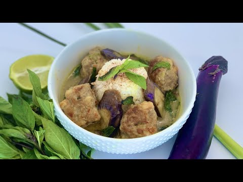 Thai Green Curry Meatballs with Pork and Shrimp
