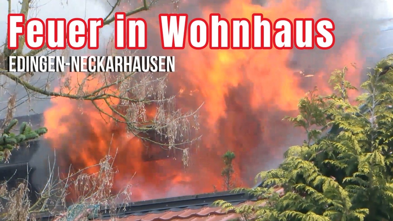 Wohnhaus in Edingen-Neckarhausen in Flammen: Dachstuhlbrand beschäftigt Feuerwehr mehrere Stunden