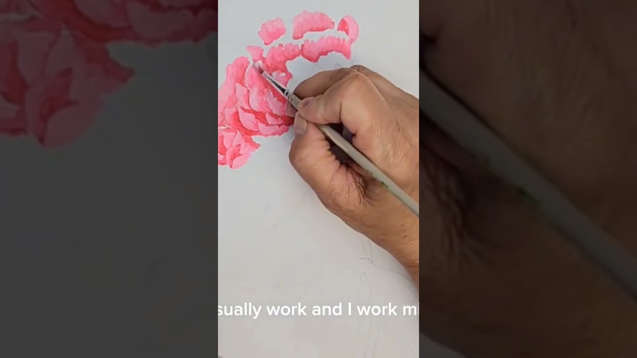 Paint a Peony Flower with me @MollyPopeArt #art #painting #tutorial