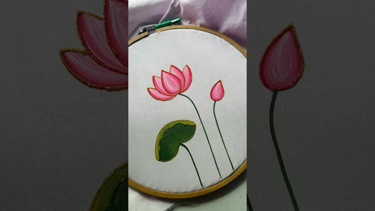 Pichwai lotus fabric painting✨Full video on my channel.  #youtubeshorts