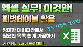 엑셀 실무! 이것만! 피벗테이블 활용! 방대한 데이터안에서 필요한 목록 쉽게 가공하기! 진짜 이것만 알면 됨! 시간 낭비 zero 프로젝트!