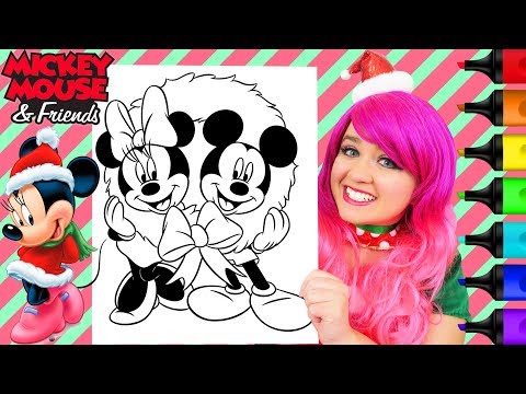 Coloring Mickey & Minnie Christmas Coloring Page Prismacolor Markers | KiMMi THE CLOWN Video