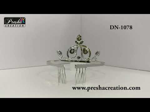 Green brass fashion princess tiara, for peagent, size: 3