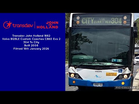 Transdev John Holland (1882) Volvo B12BLE Custom Coaches CB60 evo 2 304 To City