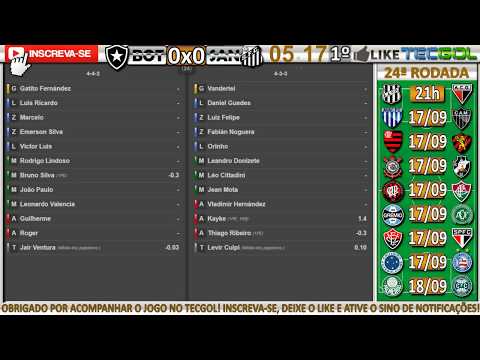 BOTAFOGO 2x0 SANTOS / PONTE PRETA 1x3 ATLÉTICO-GO - NARRAÇÃO COMPLETA COM PARCIAIS DO CARTOLA FC!