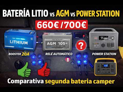 Batería Litio 100Ah vs AGM 105Ah vs Power Station | Mejor opción camper por precio y autonomía
