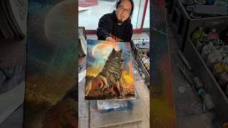 She asked him to spray paint this canvas.#スプレーアートエデン#スプレーアート