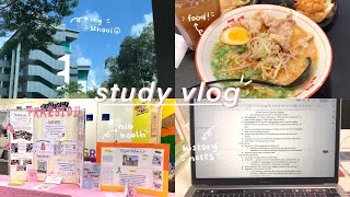 study vlog 🌷| 9h study days, praesidio NLB booth, memorising 27 pages of history content in 2 days