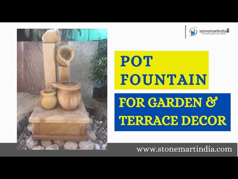 Pot shape brown four pots garden water fountain by stonemart...