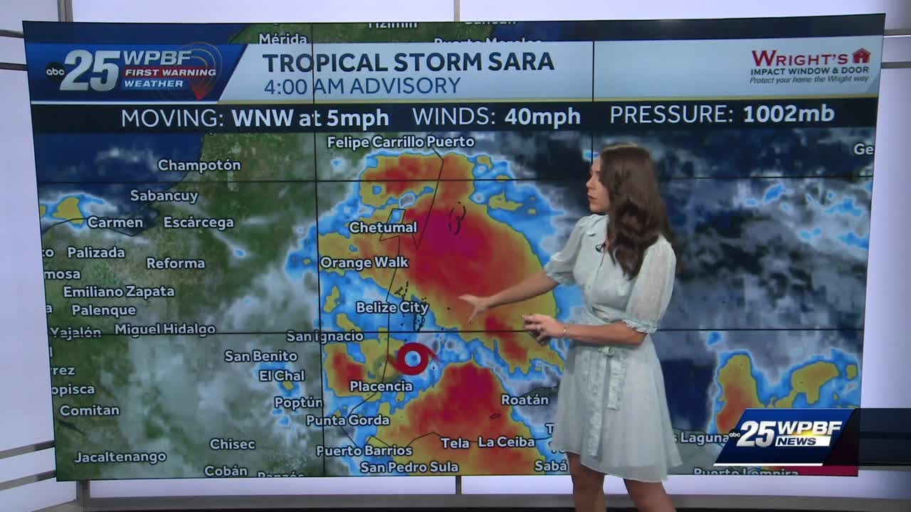Tropical Storm Sara making landfall today; Cold front on the way