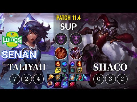 JAG Senan Taliyah vs Shaco Sup - KR Patch 11.4