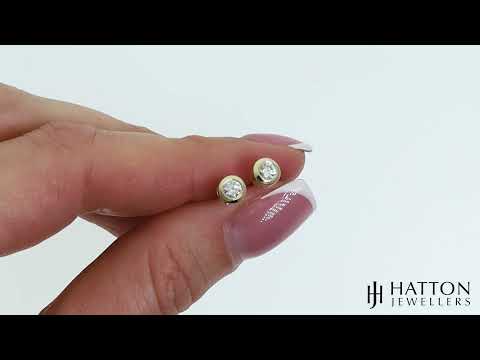 9ct Yellow Gold 0.30ct Diamond Rubover Set Stud Earrings