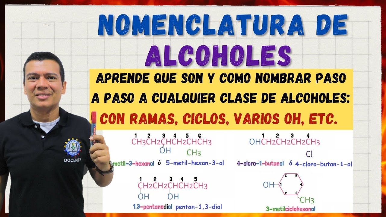 🏅ALCOHOLES. NOMENCLATURA. COMO NOMBRAR  Con ramas, lineales, ciclicos,  dioles, enoles, trioles