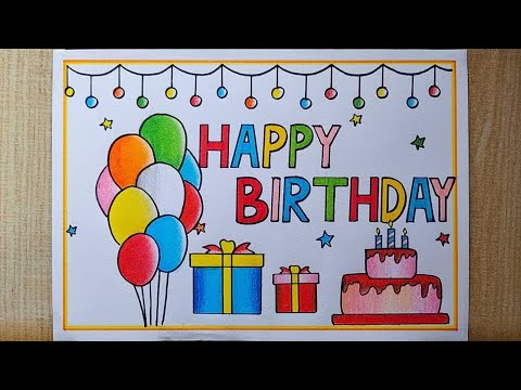 Happy Birthday Card Drawing easy| Beautiful 😍 Birthday Card drawing| Birthday Special drawing easy