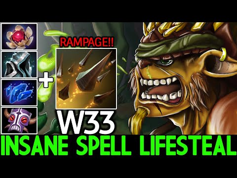 W33 [Bristleback] Insane Spell Lifesteal Build Fountain Rampage Dota 2