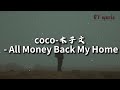 coco-木子文 - All Money Back My Home(把钱往我家里送)『赚得到金山银山，成就高如云端，也祝福咱们国泰民安。』【动态歌词MV】