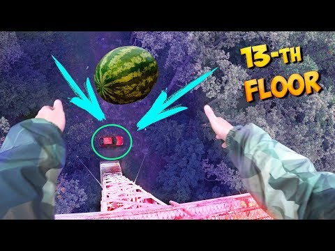 What If I drop a Watermelon from the 40-meter Tower on my Car? 13th Floor!!!