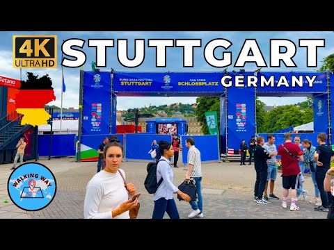 Stuttgart, Germany Walking Tour (EURO 2024 vibes) with Relaxing Music - 4K 60fps