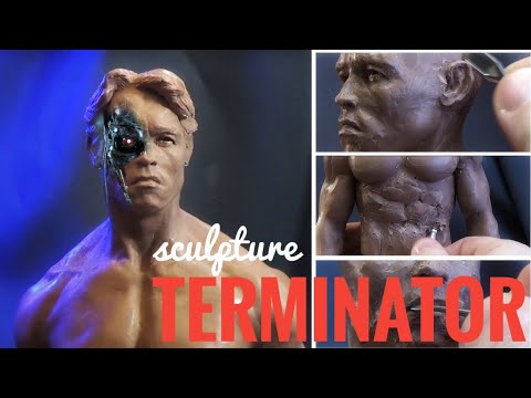 Sculpting Terminator T800 Aging Process  Arnold Schwarzenegger #scupture #clay #timelapse