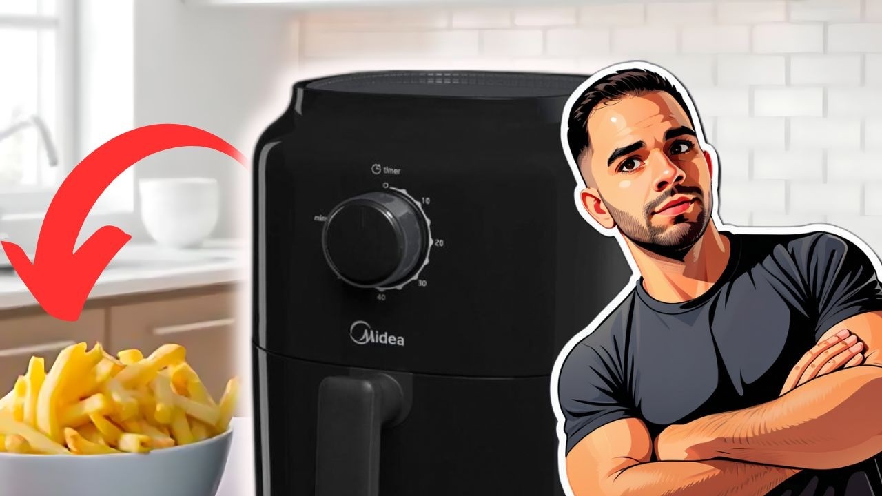 Miniatura da avaliação em vídeo de Fritadeira Sem Óleo Midea 5,3L Preta